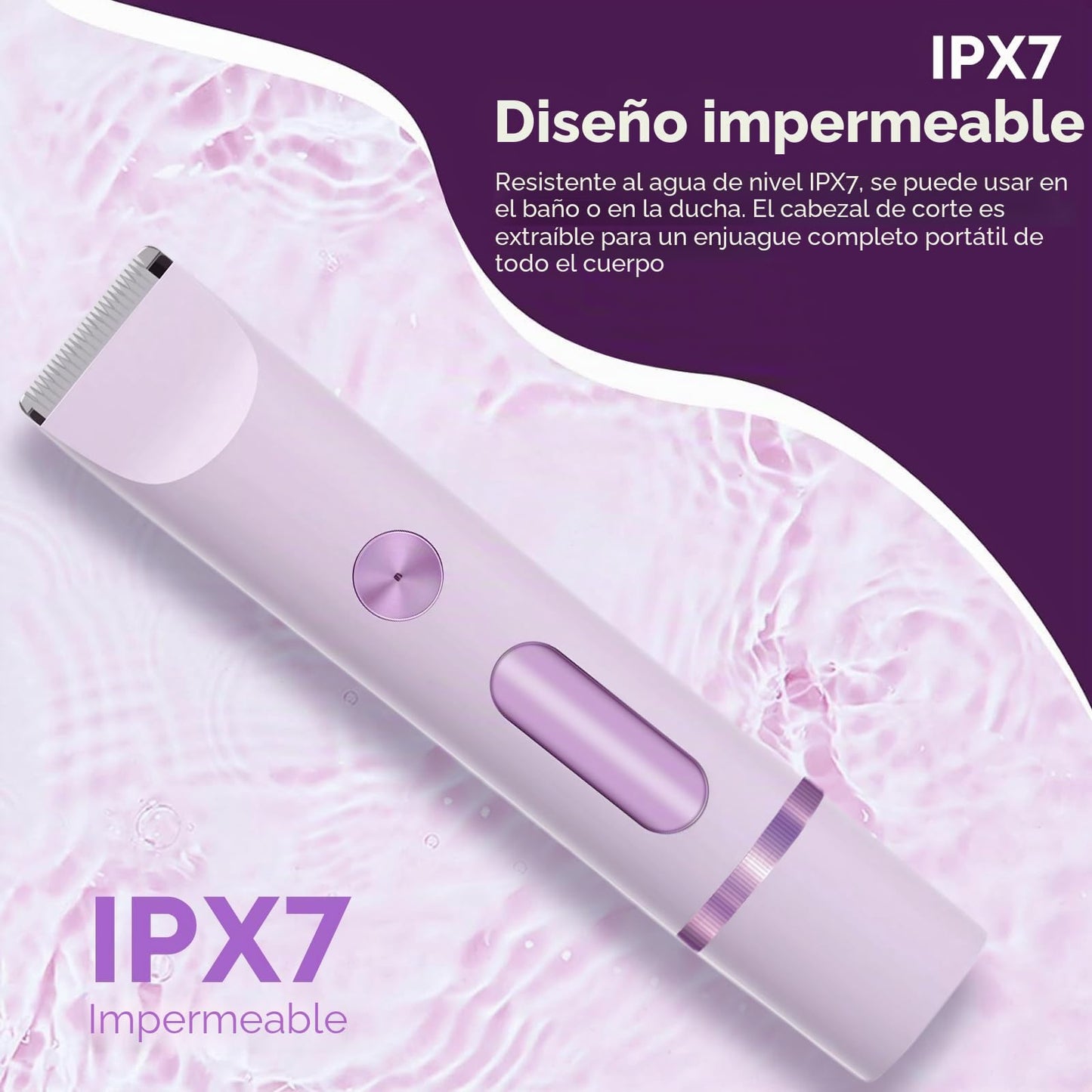 Midslinee Afeitadora Eléctrica 2 en 1 para Muje, Cortapelos Corporal para Mujer Recortadora para Zona Bikini Afeitado de Piernas Impermeable Pantalla LCD Seco/Mojado (Violeta)