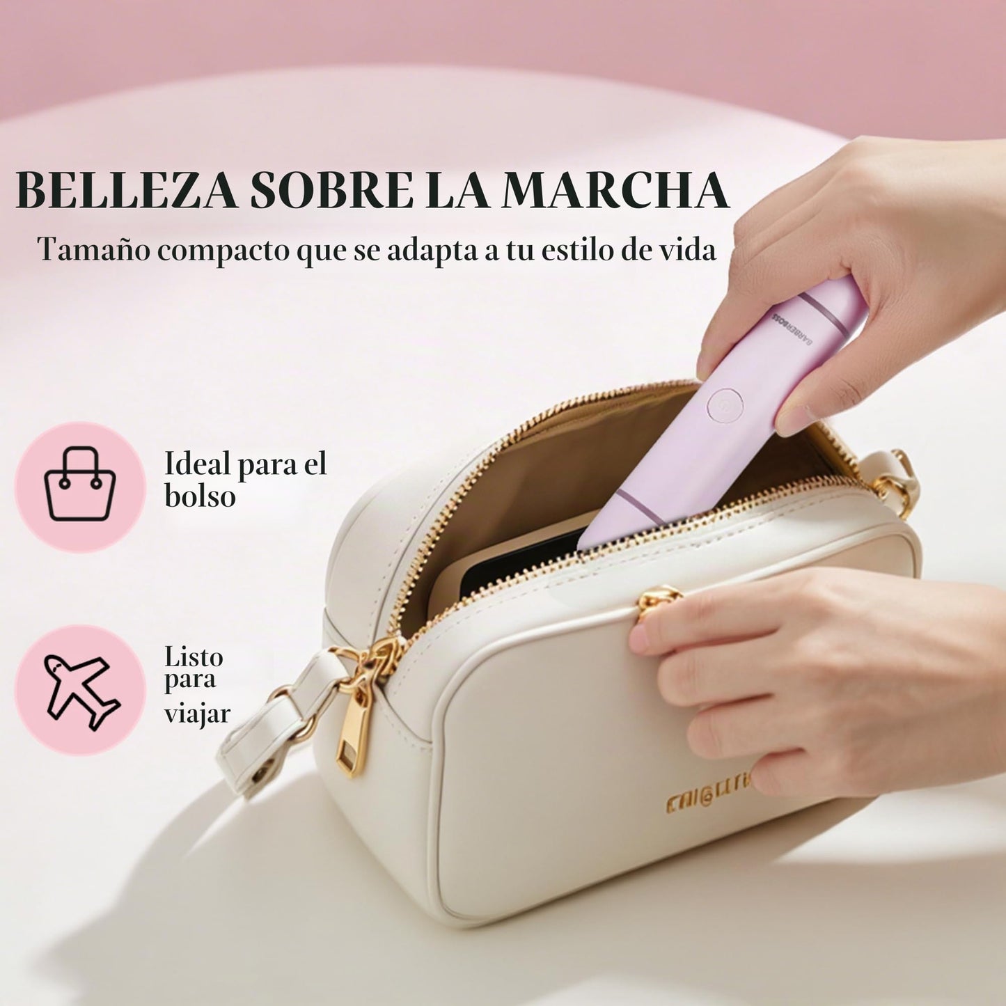 BarberBoss Kit de afeitadora 2 en 1 para mujer, kit de depilación facial y bikini de doble cabeza con luz de precisión, juego de recortadora de viaje recargable (Rosa)