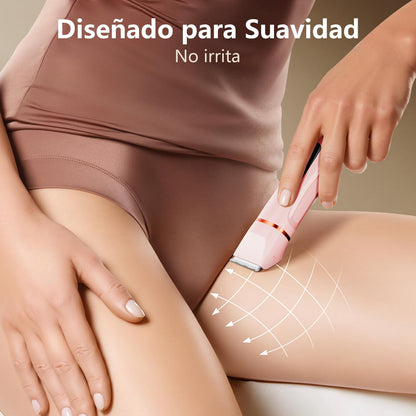 Afeitadora Electrica Mujer IPX7 Impermeable - Rasuradora Mujer Zona Intima (Cara, Braces y Cuerpo), Maquinilla Afeitar con 4 Peines de Precisión, Pantalla LED, Recarga USB, Regalos Aniversario